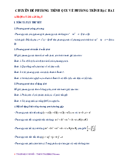 Chuyên đề phương trình quy về phương trình bậc hai