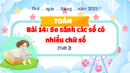 Giáo án điện tử Toán 4 Bài 14 Cánh diều: So sánh các số có nhiều chữ số (T2)