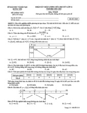 Đề thi giữa học kỳ 1 Toán 12 năm 2025 – 2026 sở GD&ĐT Hưng Yên