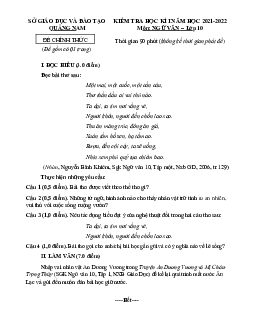 Đề thi học Kì 1 văn 10 Quảng Nam 2021-2022 (Có đáp án)
