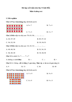 Phiếu bài tập cuối tuần Toán lớp 3 - Tuần 4 (nâng cao) |  Cánh Diều