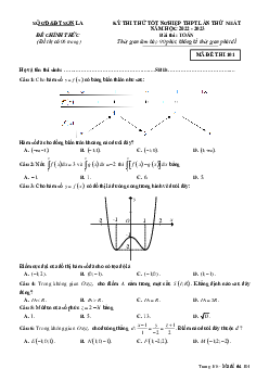 Đề thi thử tốt nghiệp THPT 2023 môn Toán lần 1 sở GD&ĐT Sơn La