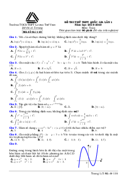 Đề thi thử Toán THPT Quốc gia 2019 lần 1 trường Lương Thế Vinh – Hà Nội