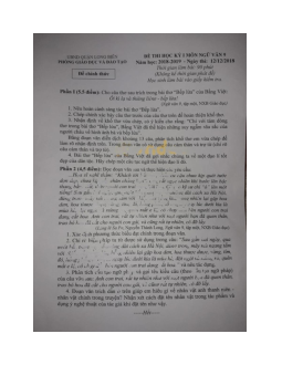 Đề thi học kì 1 lớp 9 môn Ngữ văn trường THCS Nghĩa Tân, Cầu Giấy năm học 2018 - 2019