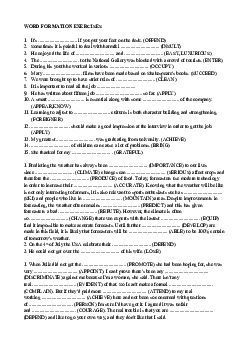 Word Formation Exercises without key