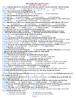 Bộ câu hỏi trắc nghiệm hóa học lớp 12 ôn tập học kỳ I- năm học 2022-2023