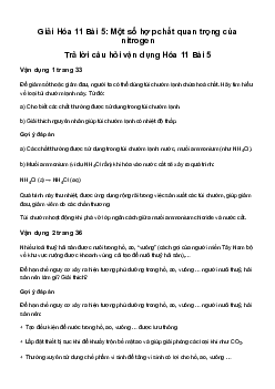 Bài 5: Một số hợp chất quan trọng của nitrogen | Giải Hoá 11 Cánh diều