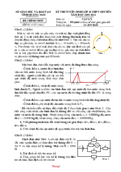 Đề thi tuyển sinh lớp 10 THPT Chuyên năm 2020-2021 môn vật lý Sở GD Quảng Nam (có lời giải)