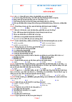 Đề thi thử TN THPT 2022 môn sinh học mã đề 5 (có đáp án và lời giải chi tiết)