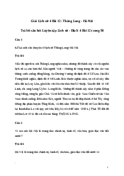 Giải Lịch sử Địa lí lớp 4 Bài 12: Thăng Long - Hà Nội | Kết nối tri thức