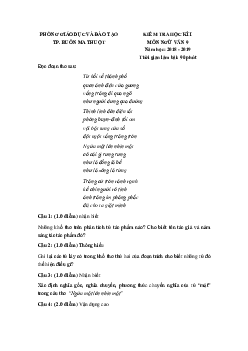 Đề thi học kì 1 lớp 9 môn Ngữ văn Phòng GD&ĐT TP Buôn Ma Thuột năm học 2018 - 2019