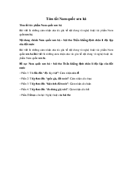 Tóm tắt Nam quốc sơn hà Ngữ Văn 10 sách Chân Trời Sáng Tạo