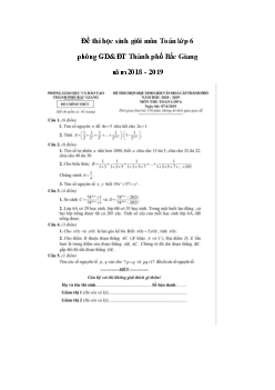 Đề thi học sinh giỏi môn Toán lớp 6 phòng GD&ĐT Bắc Giang năm 2018 - 2019