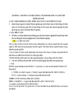 Câu hỏi ôn tập và bài tập môn Pháp luật về chủ thể kinh doanh