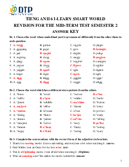 Đề cương ôn tập giữa học kì 2 môn Tiếng Anh 6 i-Learn Smart World | Bộ 1