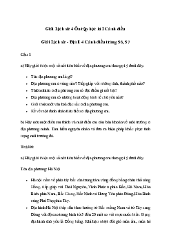 Giải Lịch sử Địa lí lớp 4: Ôn tập học kì I  | Cánh diều