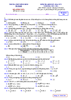 Đề học kỳ 1 Toán 10 năm 2023 – 2024 trường THPT Bình Minh – Vĩnh Long
