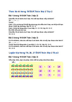 Giải SGK Toán lớp 2 trang 18, 19, 20, 21 Phép chia| Chân trời sáng tạo