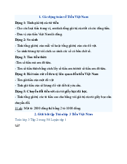 Giải SGK Toán lớp 3 trang 57, 58 Tiền Việt Nam | Cánh diều