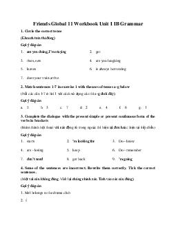 Giải Tiếng anh 11 Workbook Unit I IB Grammar | Friends Global