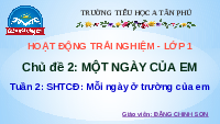 Giáo án điện tử Hoạt động trải nghiệm 1 Chủ đề 2 Chân trời sáng tạo : Mỗi ngày ở trường của em