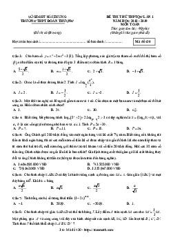 Đề thi thử Toán THPTQG 2019 lần 1 trường THPT Đoàn Thượng – Hải Dương