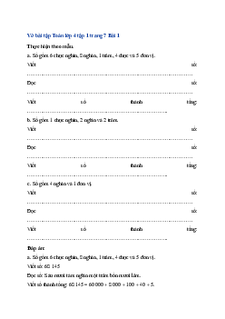 Vở bài tập Toán lớp 4 trang 7 Bài 1: Ôn tập các số đến 100000 Chân trời sáng tạo