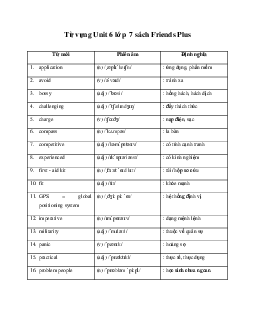Từ vựng Unit 6 lớp 7 sách Friends Plus