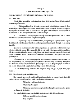Giáo trình Chương 5: Cạnh tranh và độc quyền môn Kinh tế vi mô | Đại học Văn hóa Hà Nội