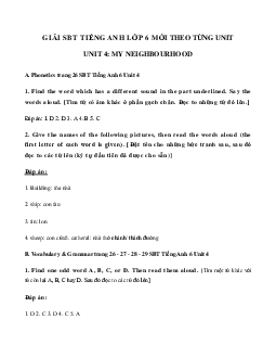 Giải sách bài tập tiếng Anh lớp 6 unit 4 My neighbourhood