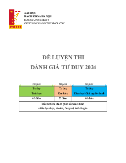 Đề luyện thi đánh giá tư duy Đại học Bách Khoa Hà Nội 2024 - Đề 5 (có đáp án)
