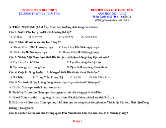Đề thi HK2 Sử Địa 6 kết nối tri thức (có đáp án và đặc tả)