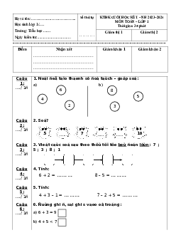 Đề thi Toán lớp 1 học kì 1 | Đề 1| Kết nối tri thức
