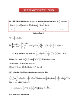 Áp dụng bất đẳng thức tích phân giải các bài toán tích phân nâng cao – Phạm Minh Tuấn Toán 12