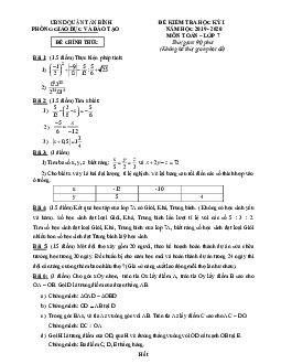 Đề thi học kỳ 1 Toán 7 năm 2019 – 2020 phòng GD&ĐT Tân Bình – TP HCM
