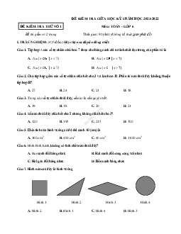 05 đề ôn tập kiểm tra giữa học kỳ 1 Toán 6 năm học 2021 – 2022