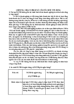 Chương 3 địa vị pháp lý của tổ chức tín dụngCâu hỏi tự luận Chương 3: Địa vị pháp lý của tổ chức tín dụng học phần Luật hành chính