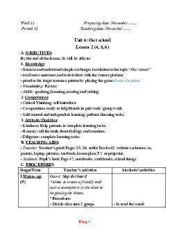 Giáo án Tiếng Anh 3 global success tuần 11