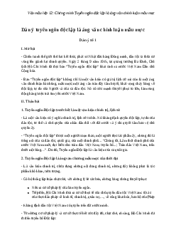 Chứng minh Tuyên ngôn độc lập là áng văn chính luận mẫu mực | Văn mẫu lớp 12