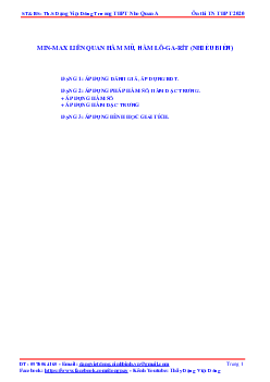 Bài toán min – max liên quan hàm số mũ – logarit nhiều biến – Đặng Việt Đông