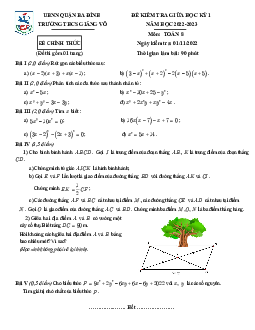 Đề giữa học kỳ 1 Toán 8 năm 2022 – 2023 trường THCS Giảng Võ – Hà Nội