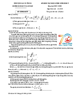 Đề khảo sát chất lượng Toán 9 năm 2023 – 2024 phòng GD&ĐT Hai Bà Trưng – Hà Nội