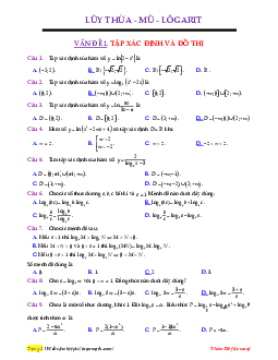 Top 369 bài toán trắc nghiệm chủ đề lũy thừa, mũ và logarit có lời giải chi tiết