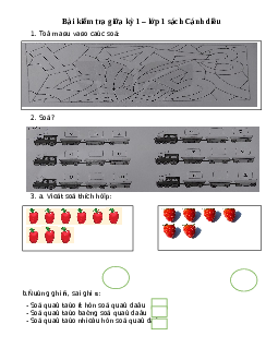 Đề thi giữa kì học kì 1 môn Toán lớp 1 | Đề 3 | Cánh diều