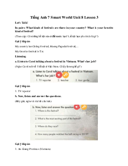 Tiếng Anh 7 Smart World Unit 8 Lesson 3