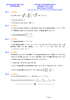 Đề thi tuyển sinh vào lớp 10 năm 2023-2024 môn toán Sở GD Thanh Hóa (có đáp án và lời giải chi tiết)