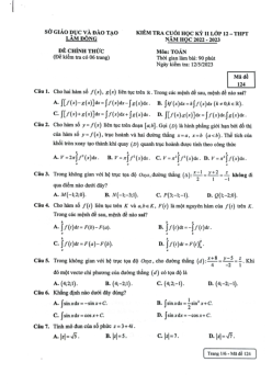 Đề kiểm tra cuối học kỳ 2 Toán 12 năm 2022 – 2023 sở GD&ĐT Lâm Đồng