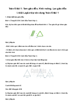 Giải Toán 6 Bài 1: Tam giác đều. Hình vuông. Lục giác đều | Cánh diều
