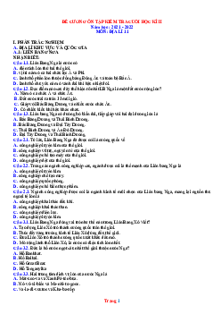 Đề cương ôn thi Địa 11 HK2 năm 2022 trắc nghiệm tham khảo