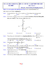 Đề Thi Thử Tốt Nghiệp THPT 2025 Toán Sở GD Hà Tỉnh Giải Chi Tiết